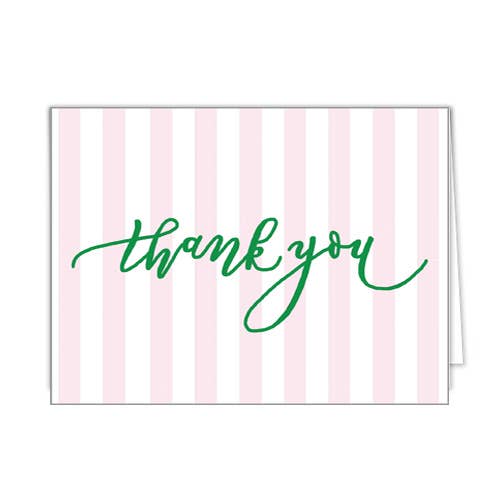 Pink Cabana Stripes Folded Notecard Set