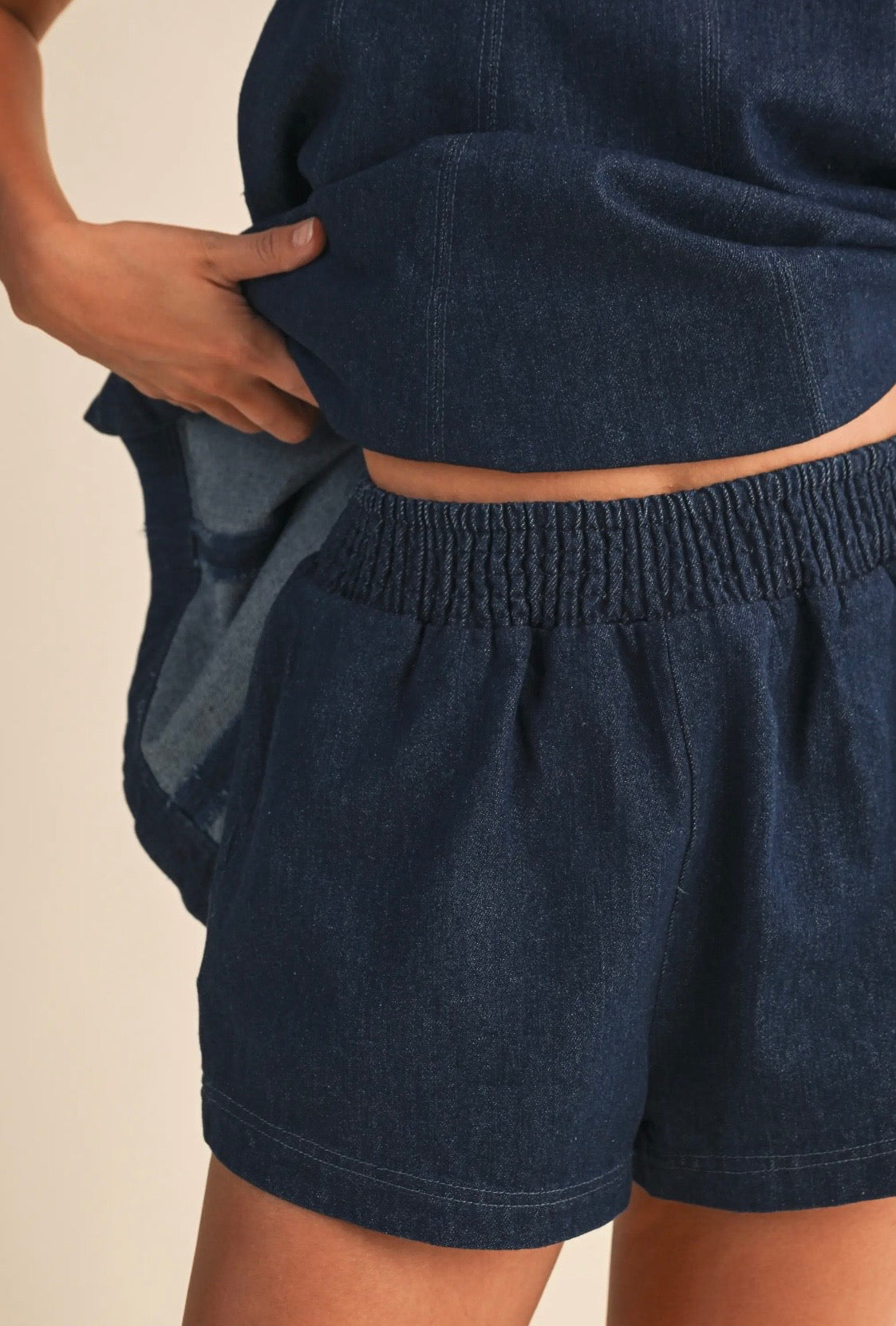 Denim Trapeze Shorts Set
