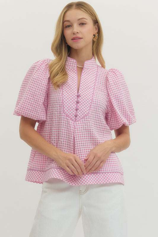 Pretty in Pink Gingham Top