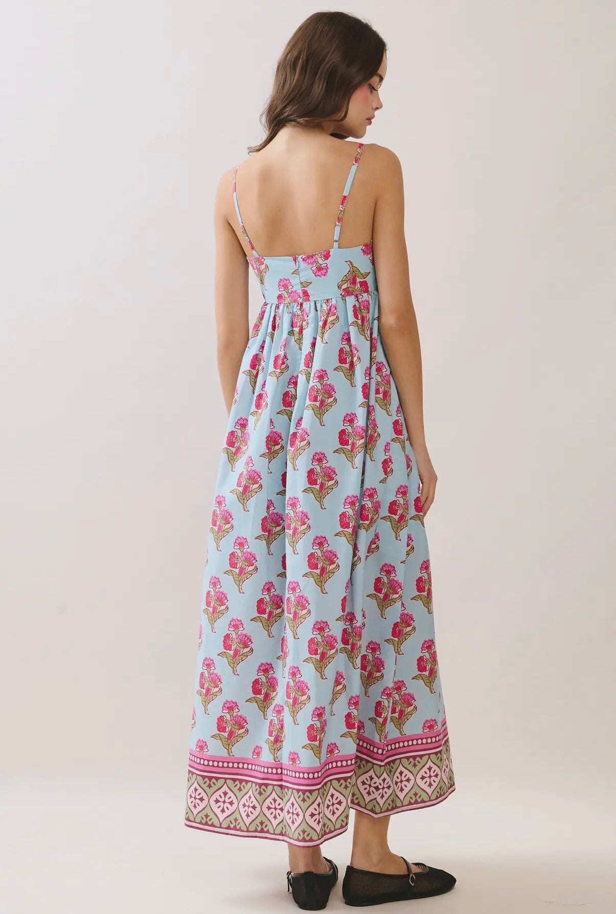 Azure Bloom Midi Dress