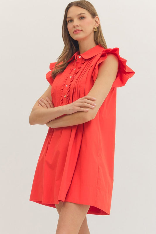 Red Sweetheart Ruffle Mini Dress