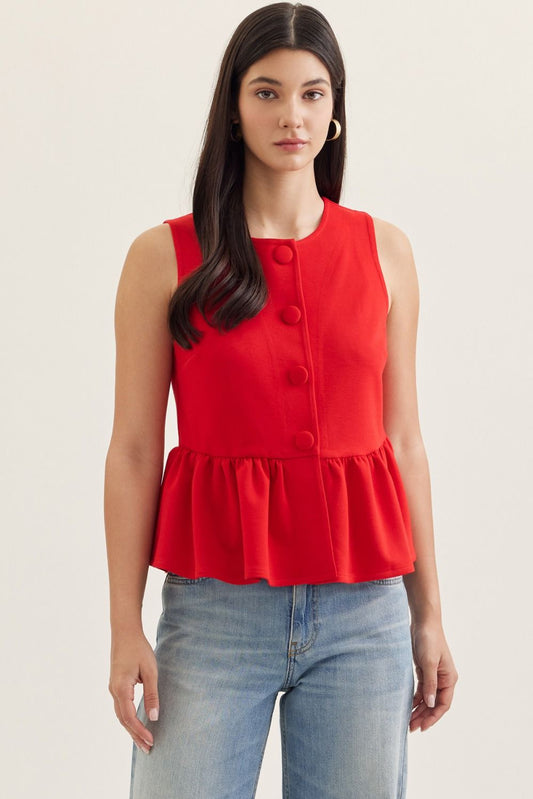 Carolina Peplum Top - Red