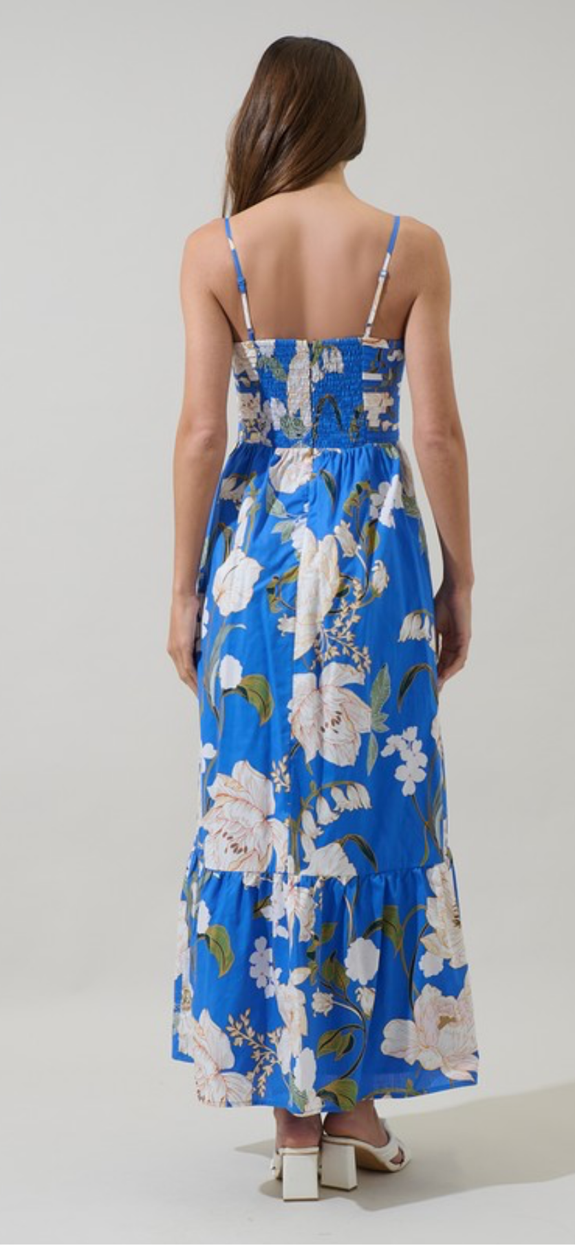 The Coastal Bloom Smocked Midi Dress