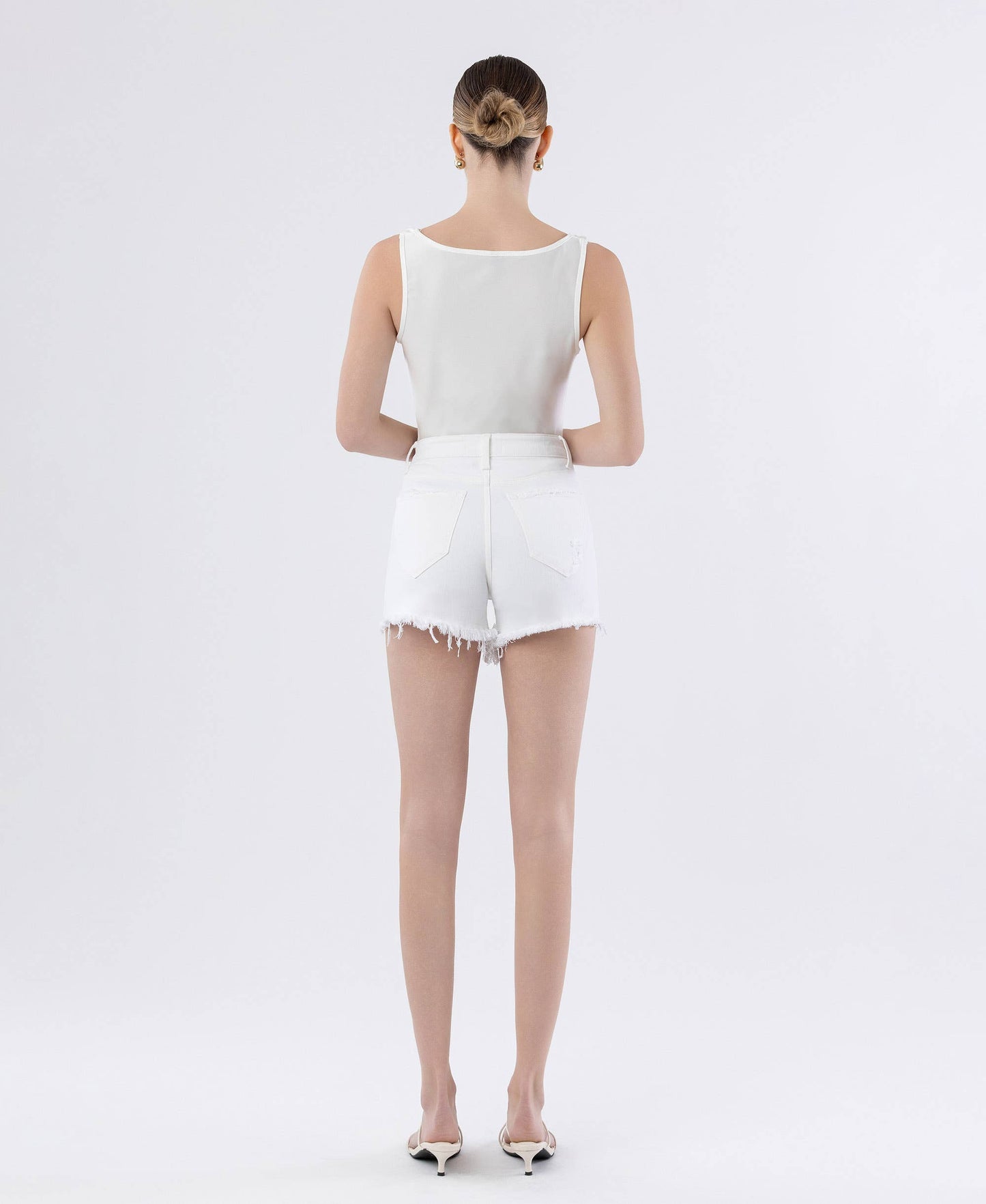 White Super High Rise Denim Shorts