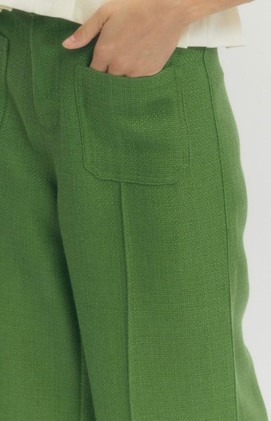 Wide Leg Tweed Pants- Fern