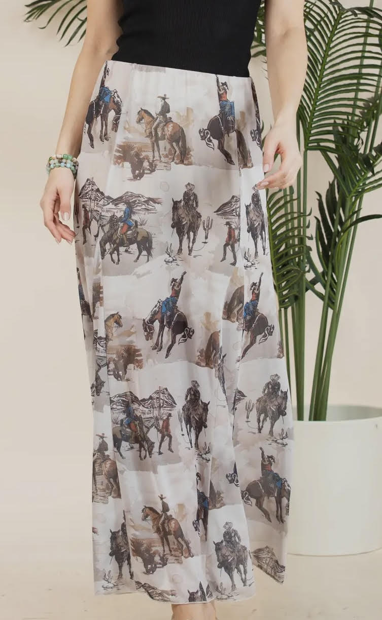 Dear Rodeo Cowboy Print Skirt
