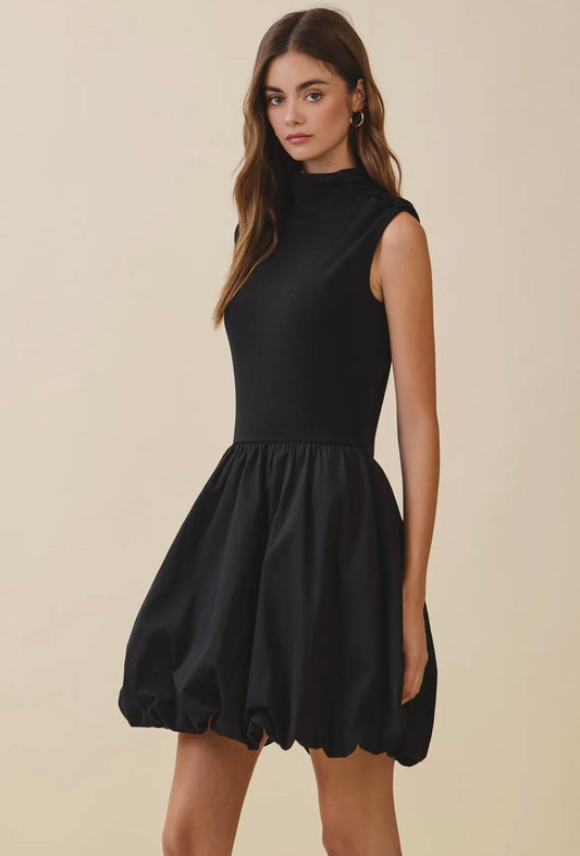 Mini Bubble Dress in Black