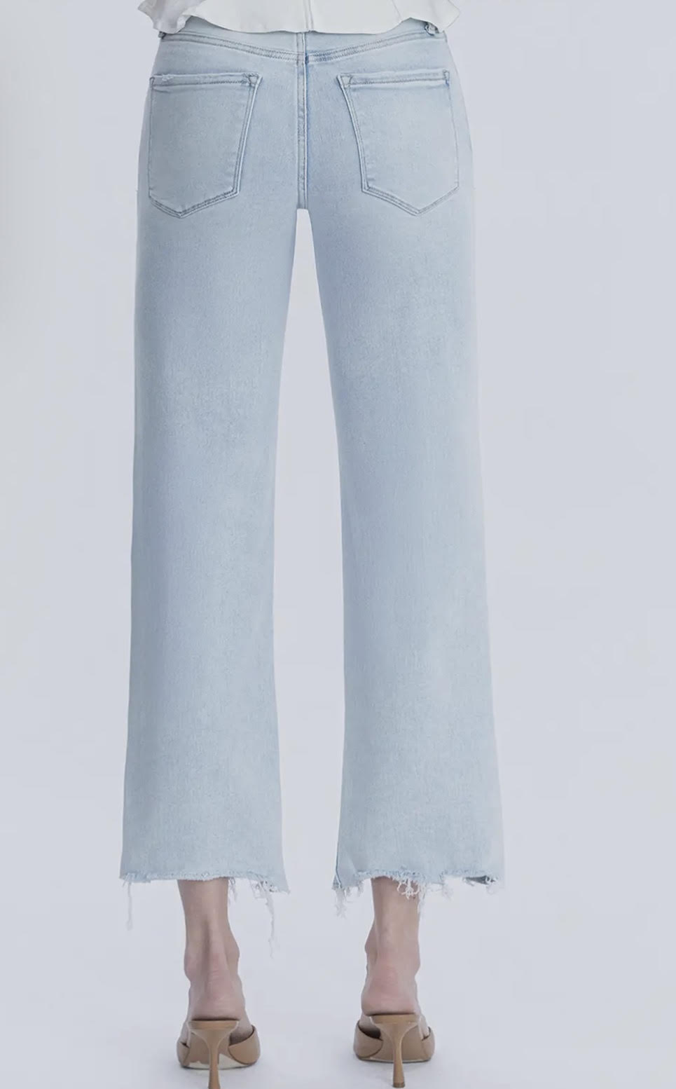 High Rise Light Wash Slim Wide Jeans