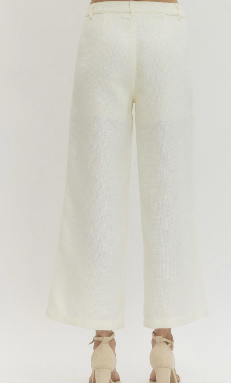 Wide Leg Tweed Pants - Ivory