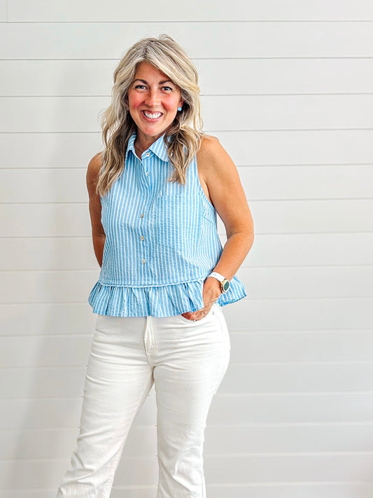 Summer Sorbet Ruffle Top Blue