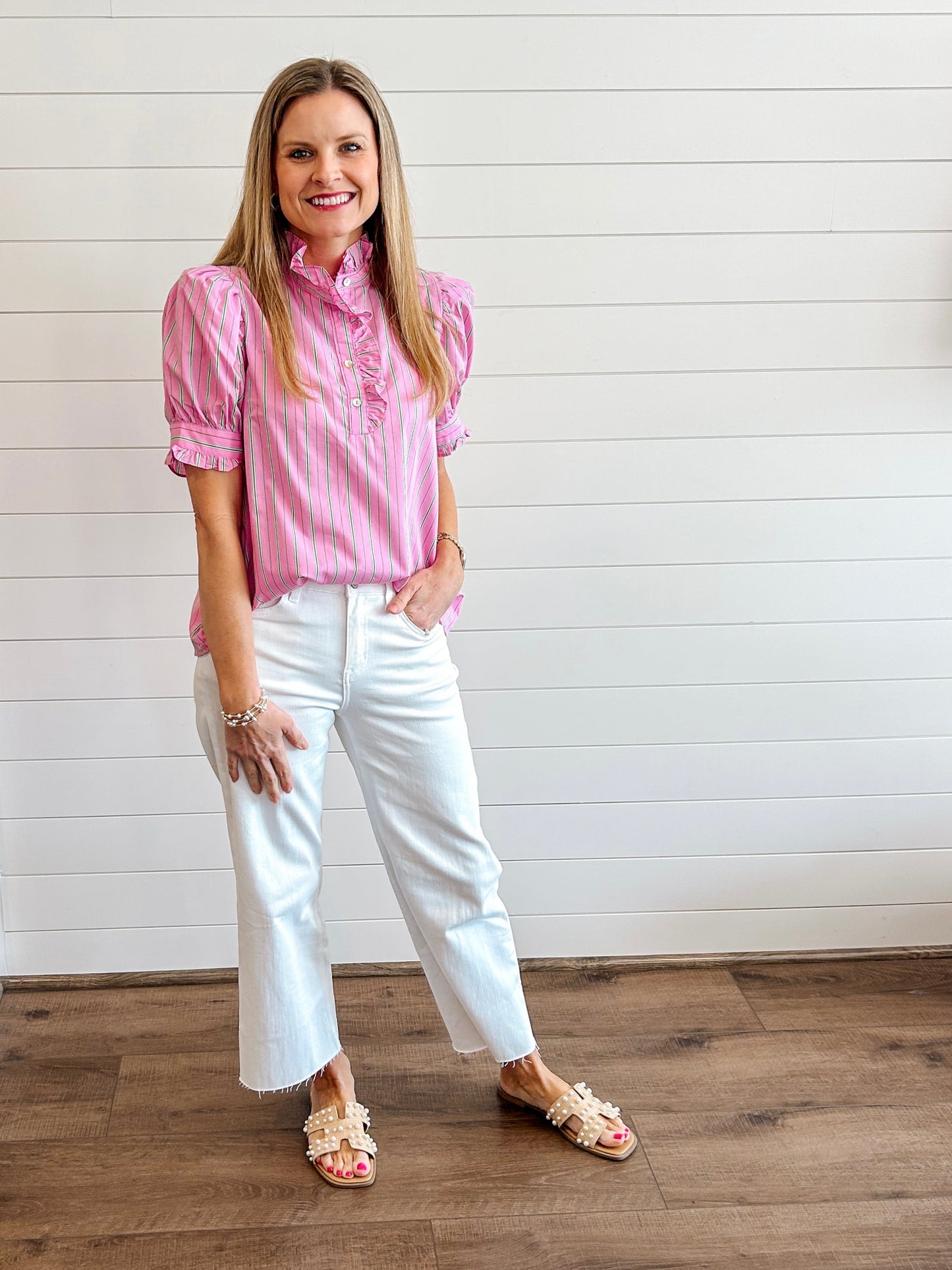 Pink Peony Stripe Top