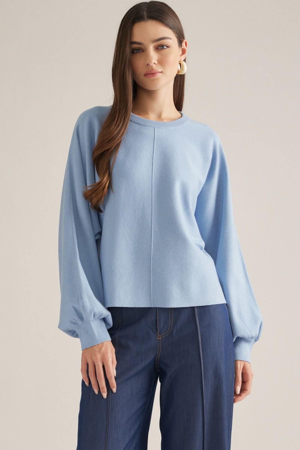 Blue Skies Ahead Puff Sleeve Sweater