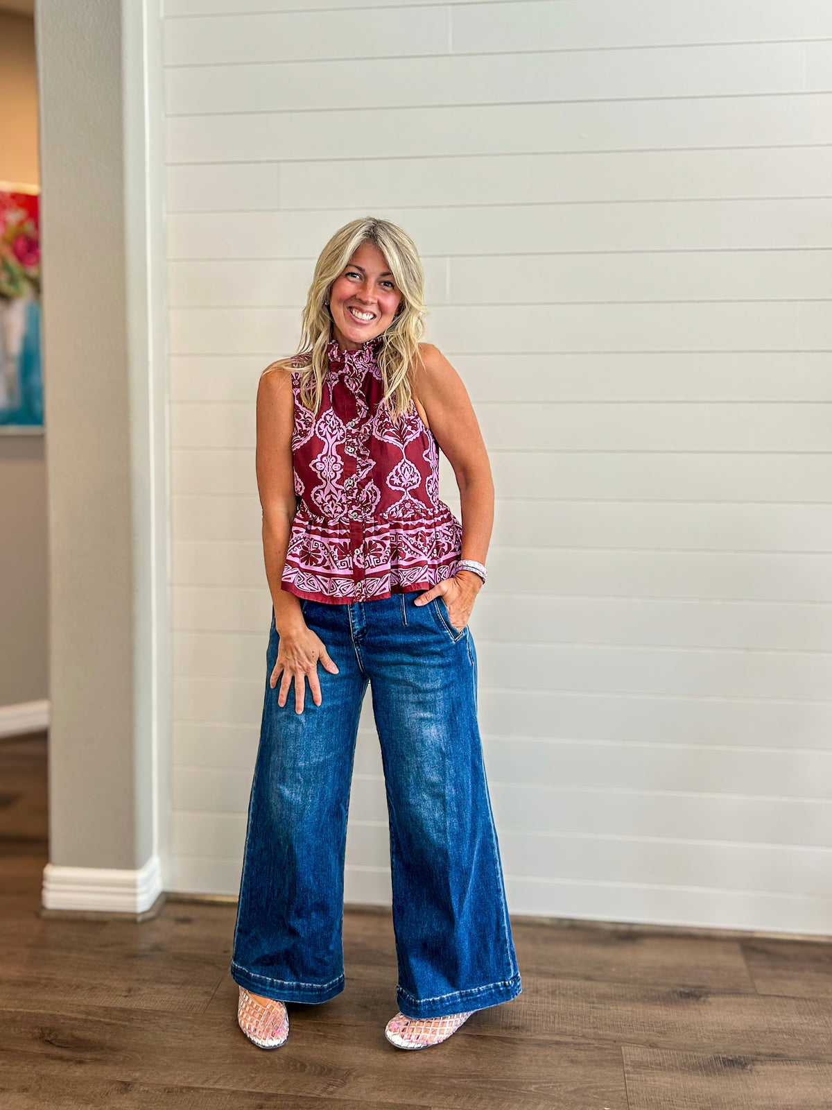 Burgundy Peplum Top