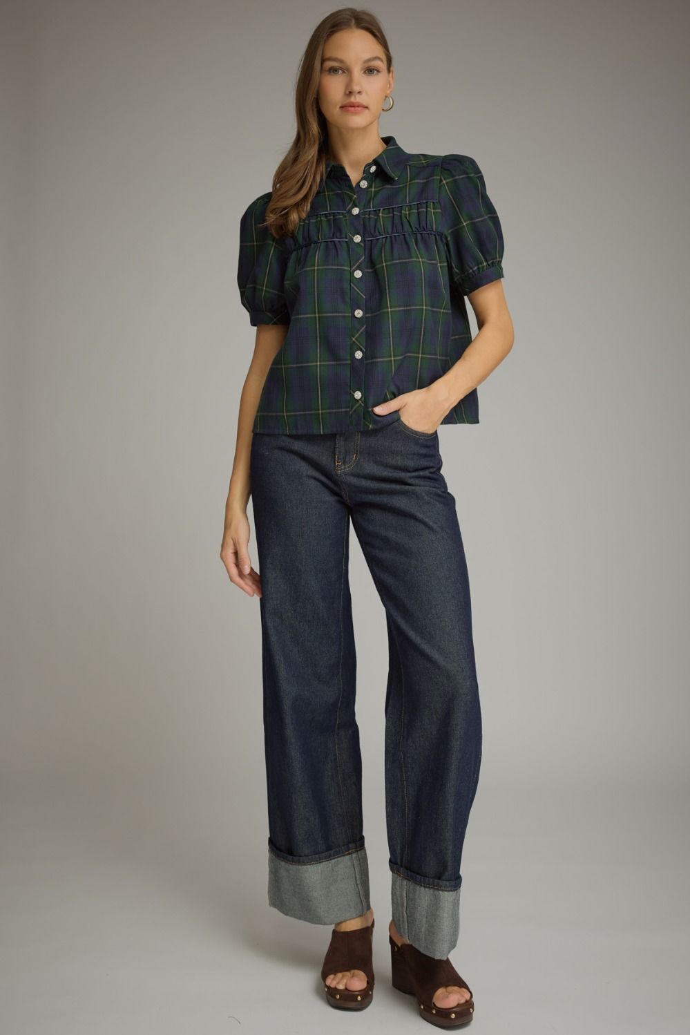 Southern Belle Plaid Top