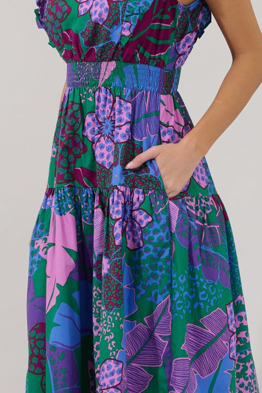 VIENNA RUFFLE MIDI DRESS