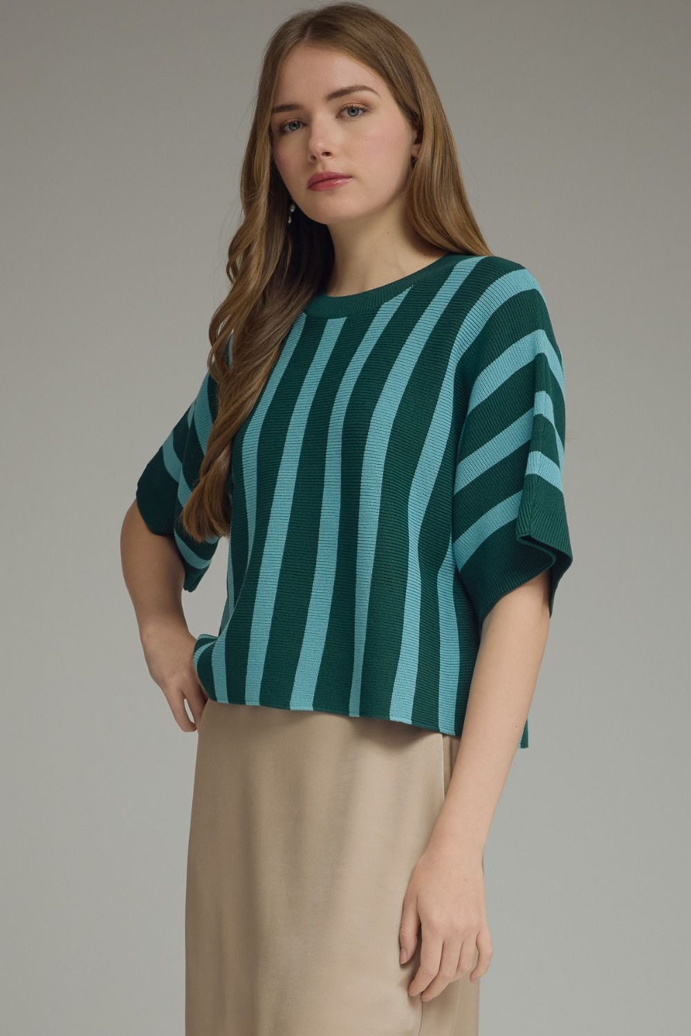 Coastal Stripe Dolman Sweater Top