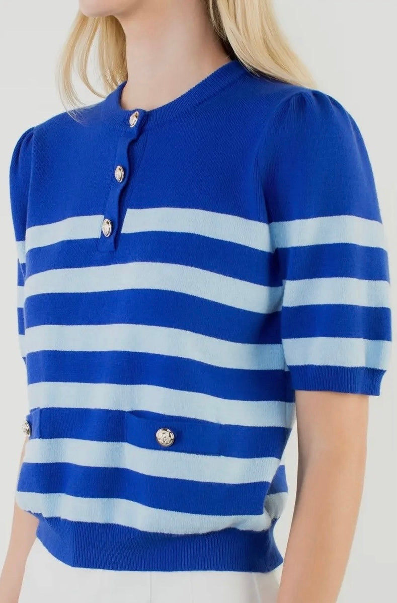 Spring Forward Blue Stripe Sweater