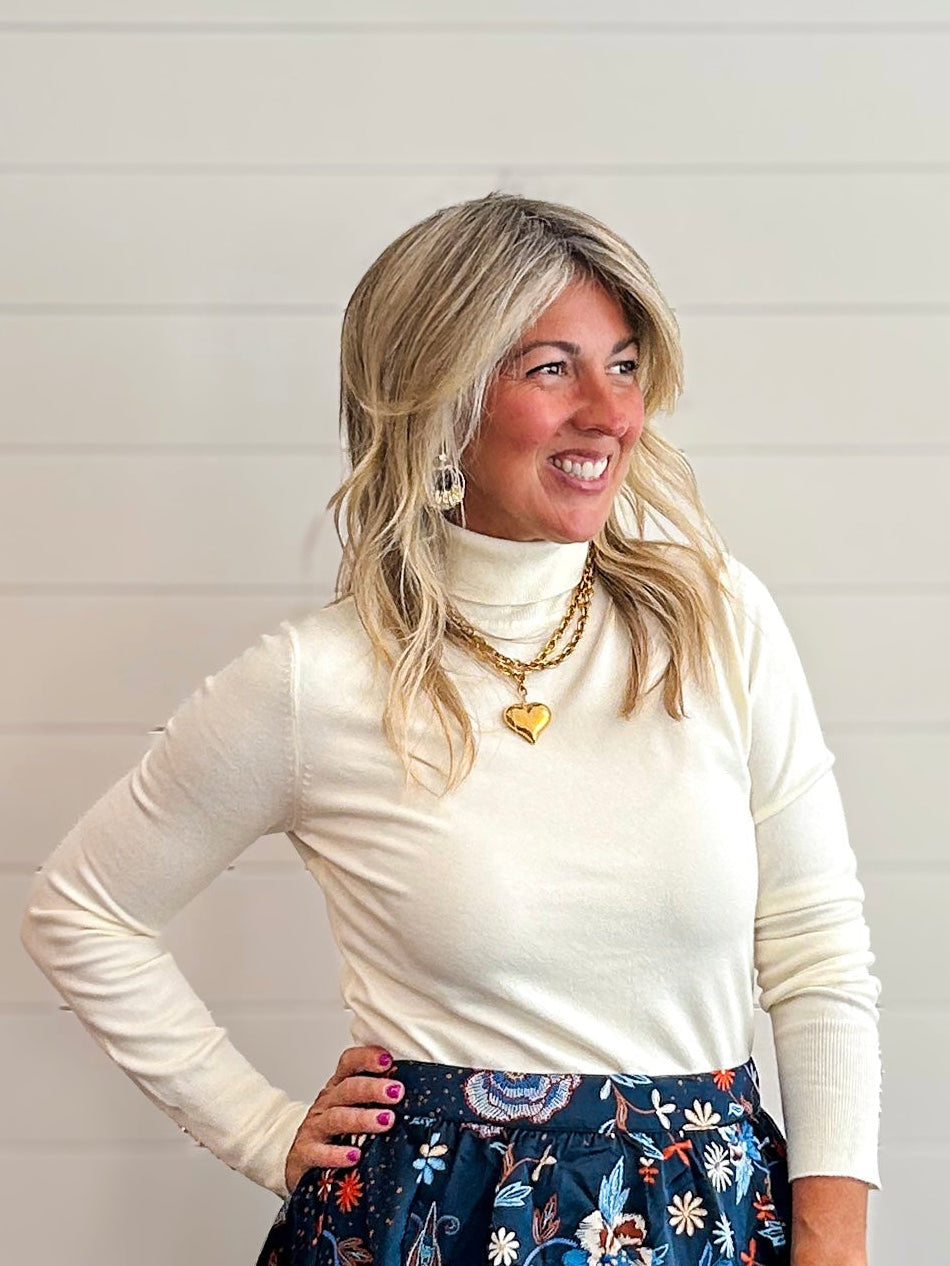 Machine Washable Ribbed
Turtleneck Sweater - Ivory