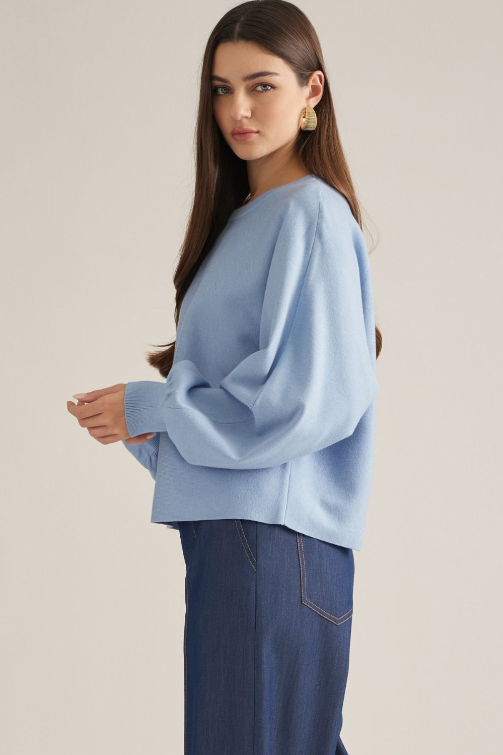 Blue Skies Ahead Puff Sleeve Sweater