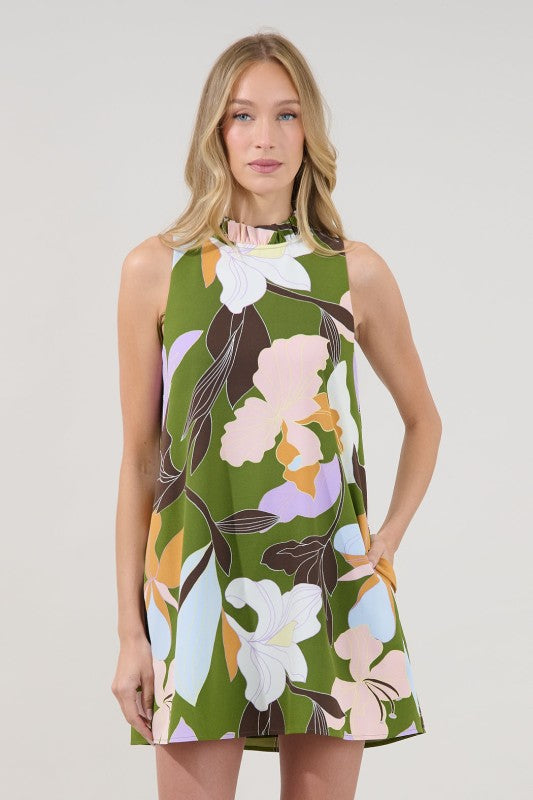 BENSON TRAPEZE MINI DRESS PASSION FLORAL
