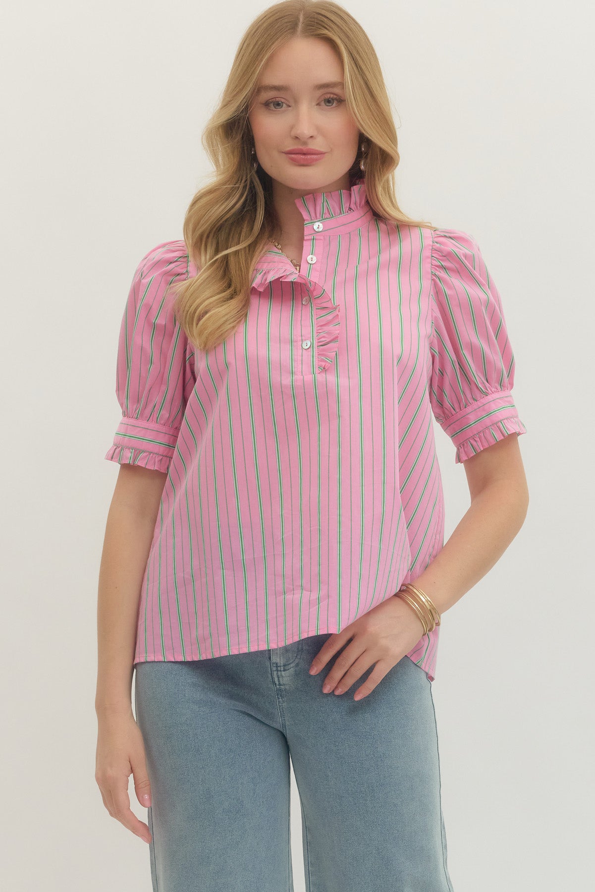 Pink Peony Stripe Top