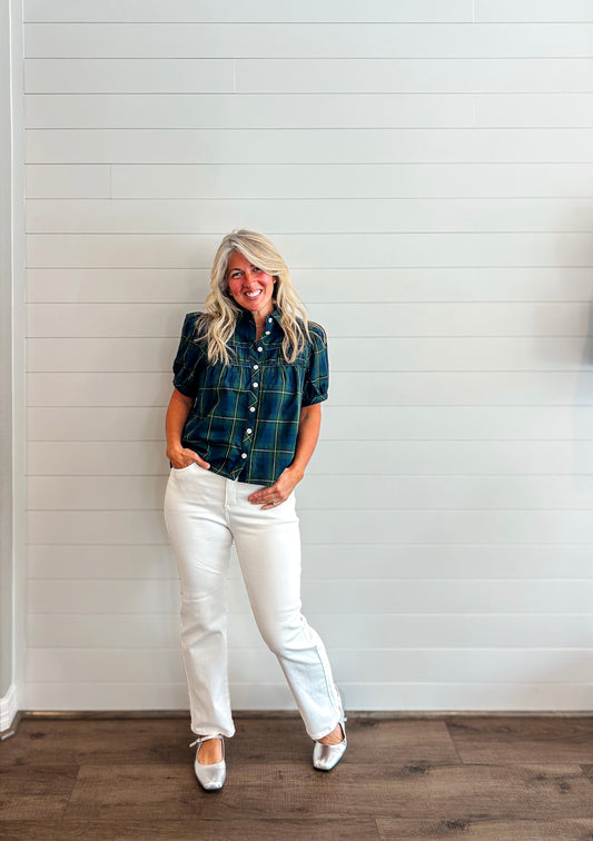 Southern Belle Plaid Top