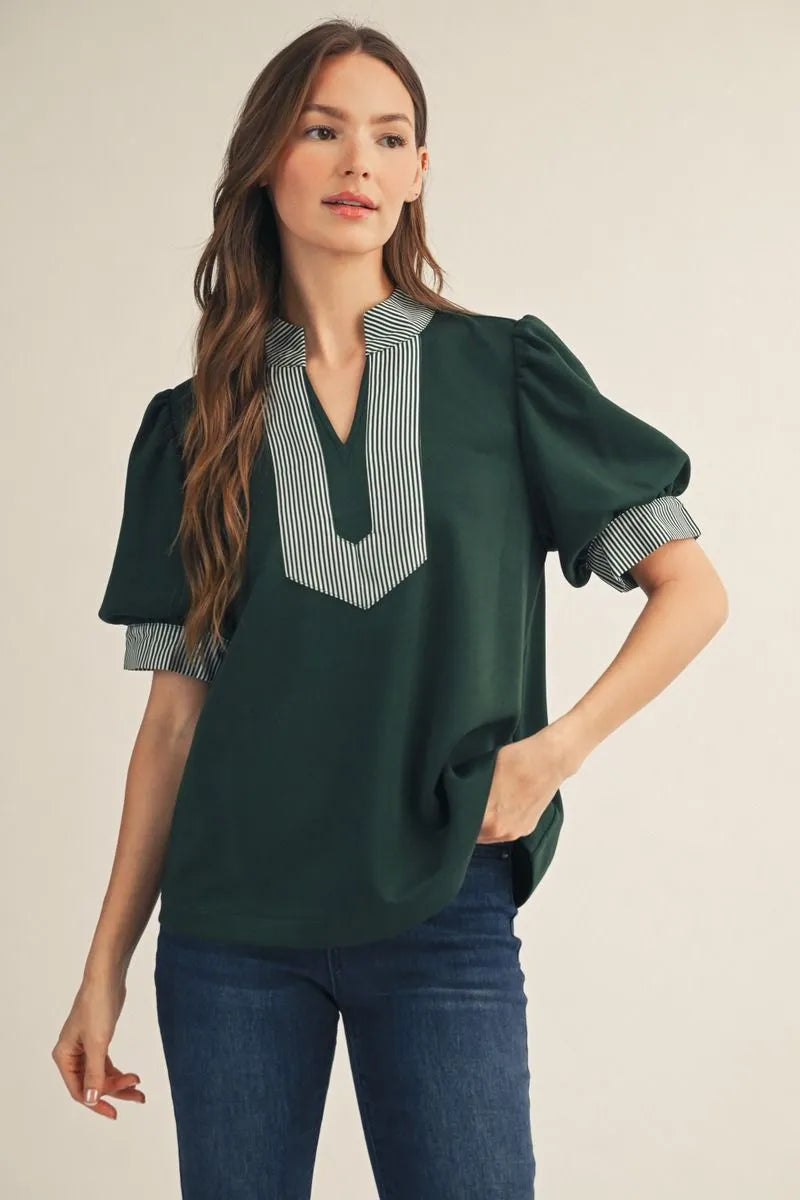 Falling For You Hunter Green Top