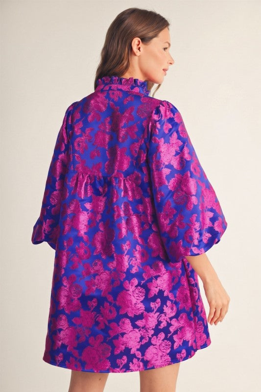 Rosie Jacquard Puff Sleeve Dress