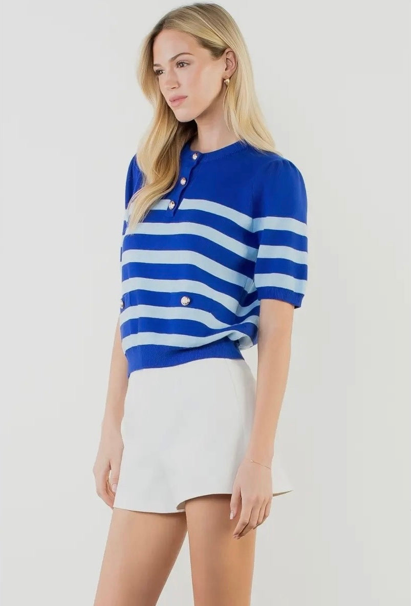 Spring Forward Blue Stripe Sweater