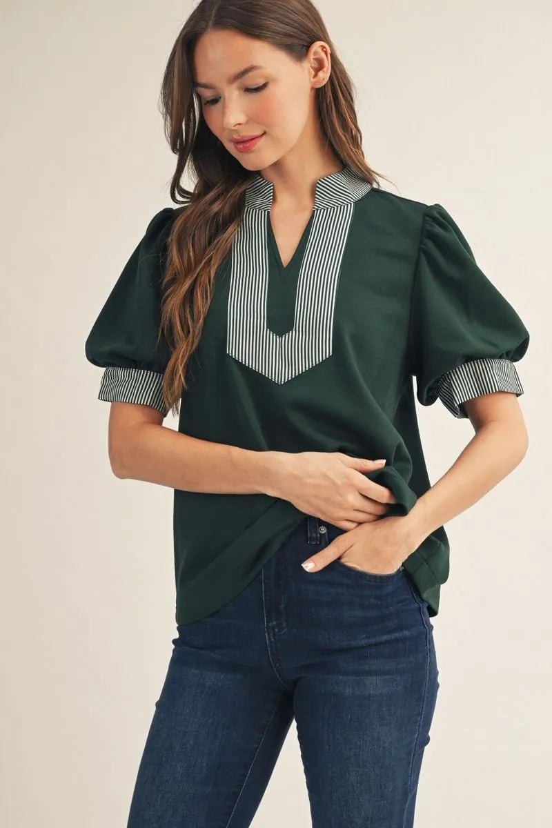 Falling For You Hunter Green Top