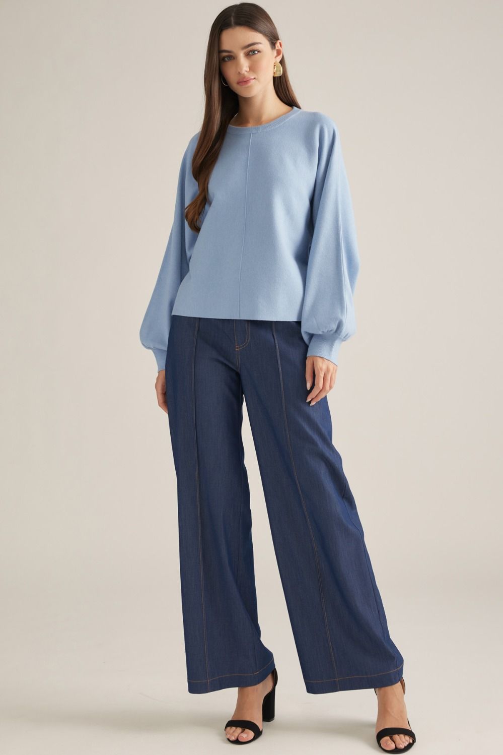 Blue Skies Ahead Puff Sleeve Sweater