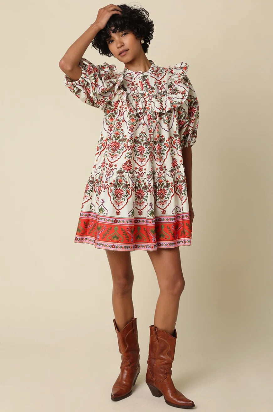 Elyse Ruffle Bodice Floral Mini Dress