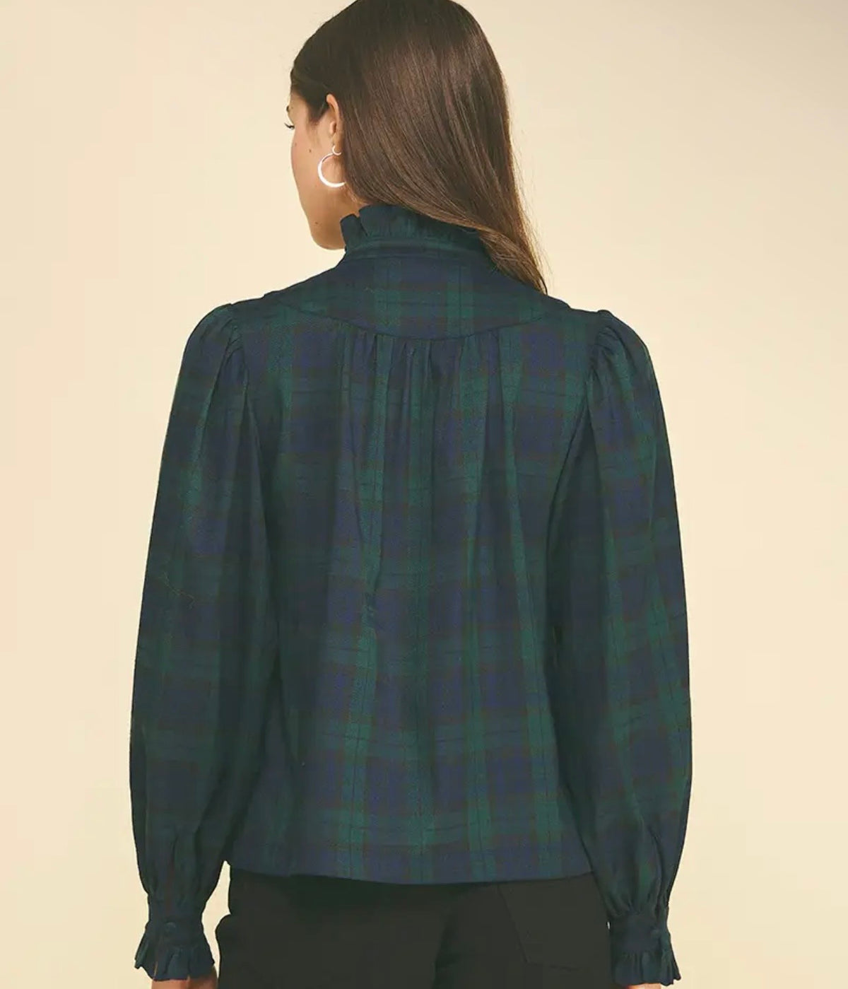 Juniper Plaid Ruffle Blouse