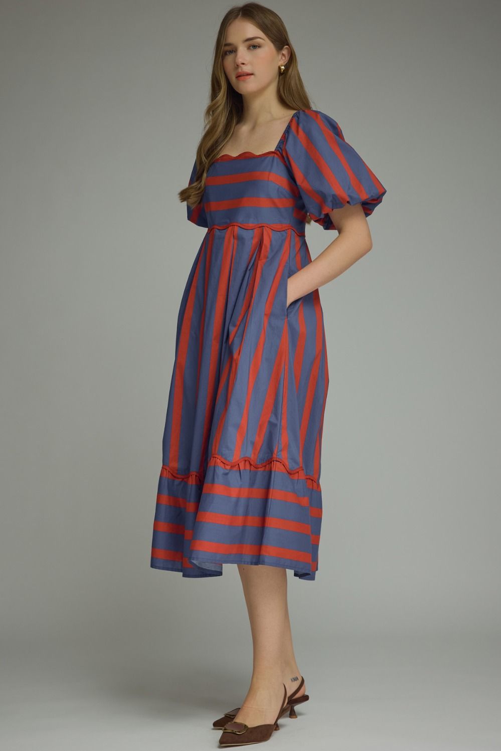 Autumn Stripes Midi Dress