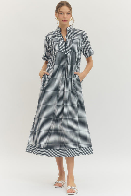 The Harbor Gingham Midi Dress