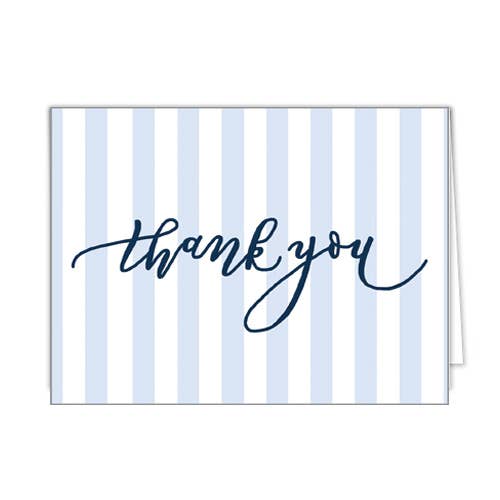 Blue Cabana Stripes Folded Notecard Set