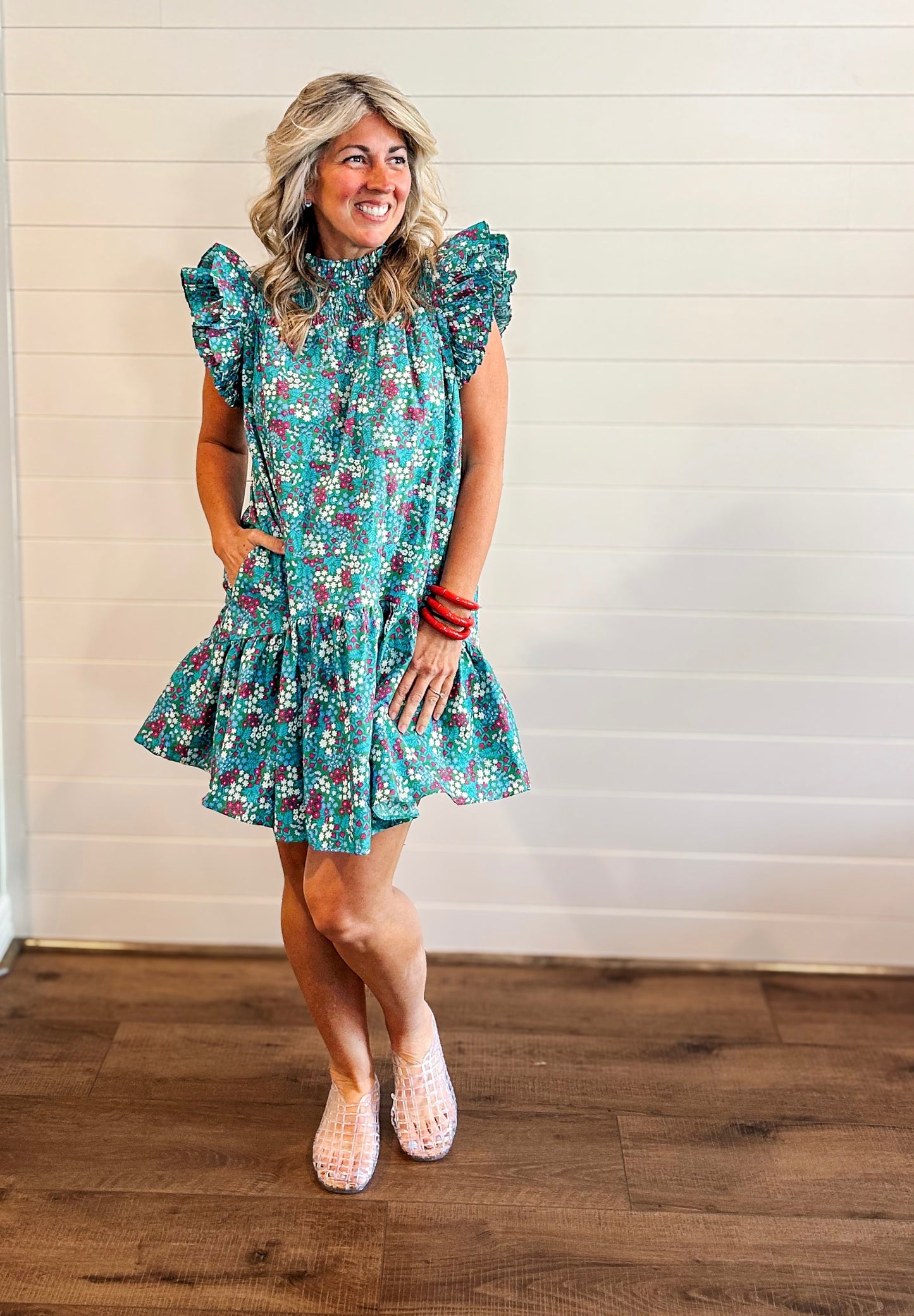 Karela Blossom Smocked Mini Dress
