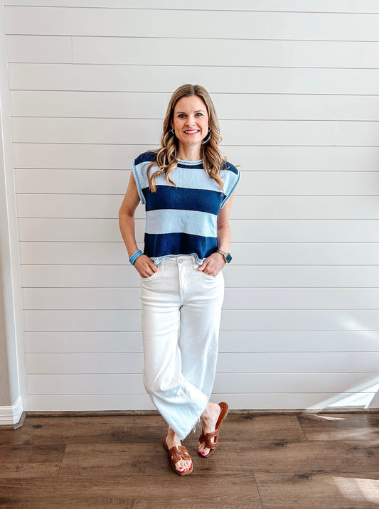 Coastal Cap Sleeve Sweater Top