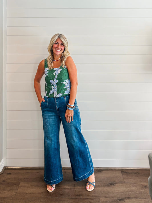Emerald Eyelet Top