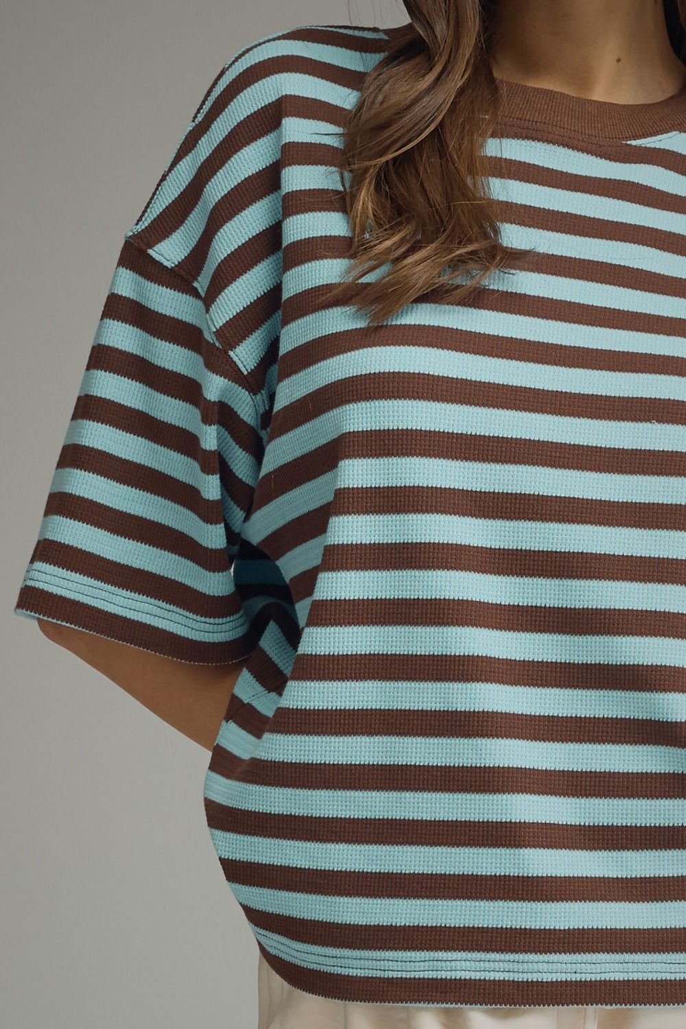 Mocha Sky Ribbed Stripe Top