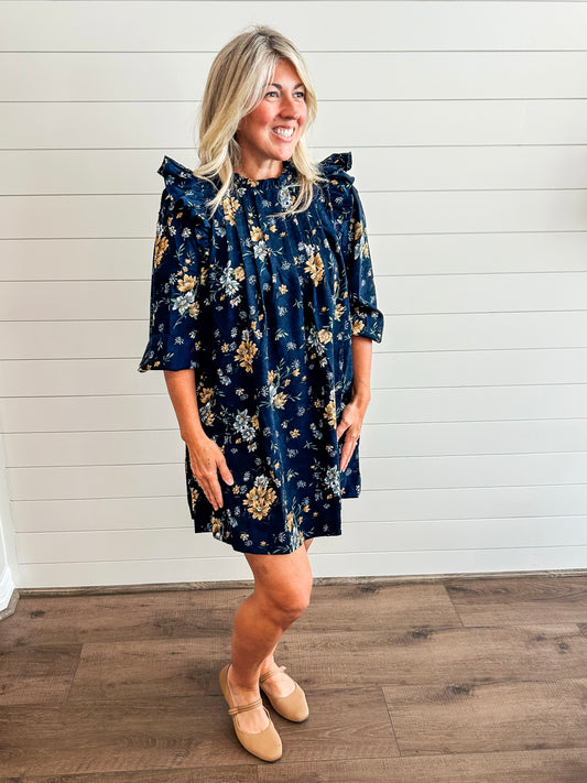 Crazy for Corduroy Dress - Navy