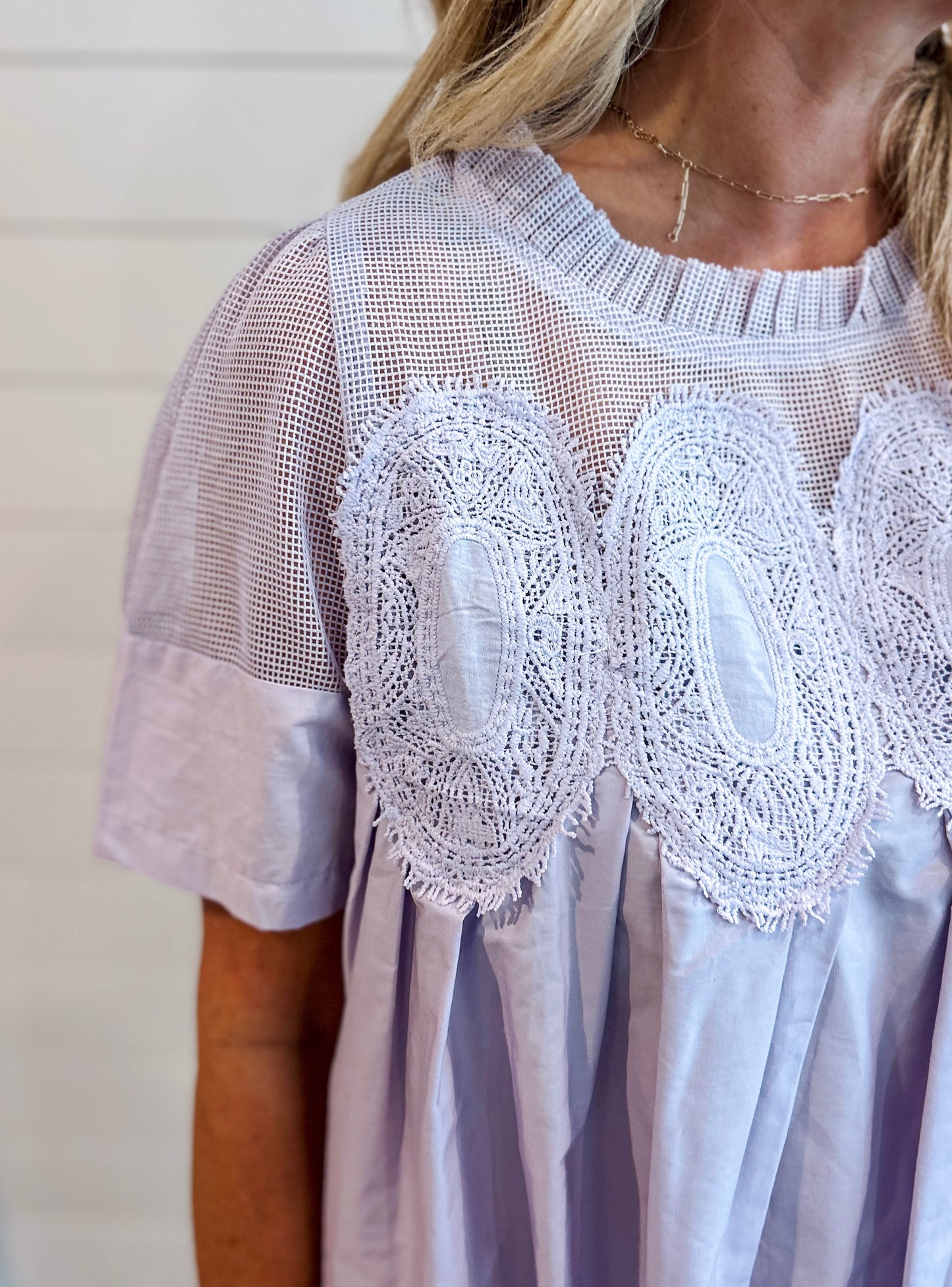 Lilac Mesh Sleeve Top