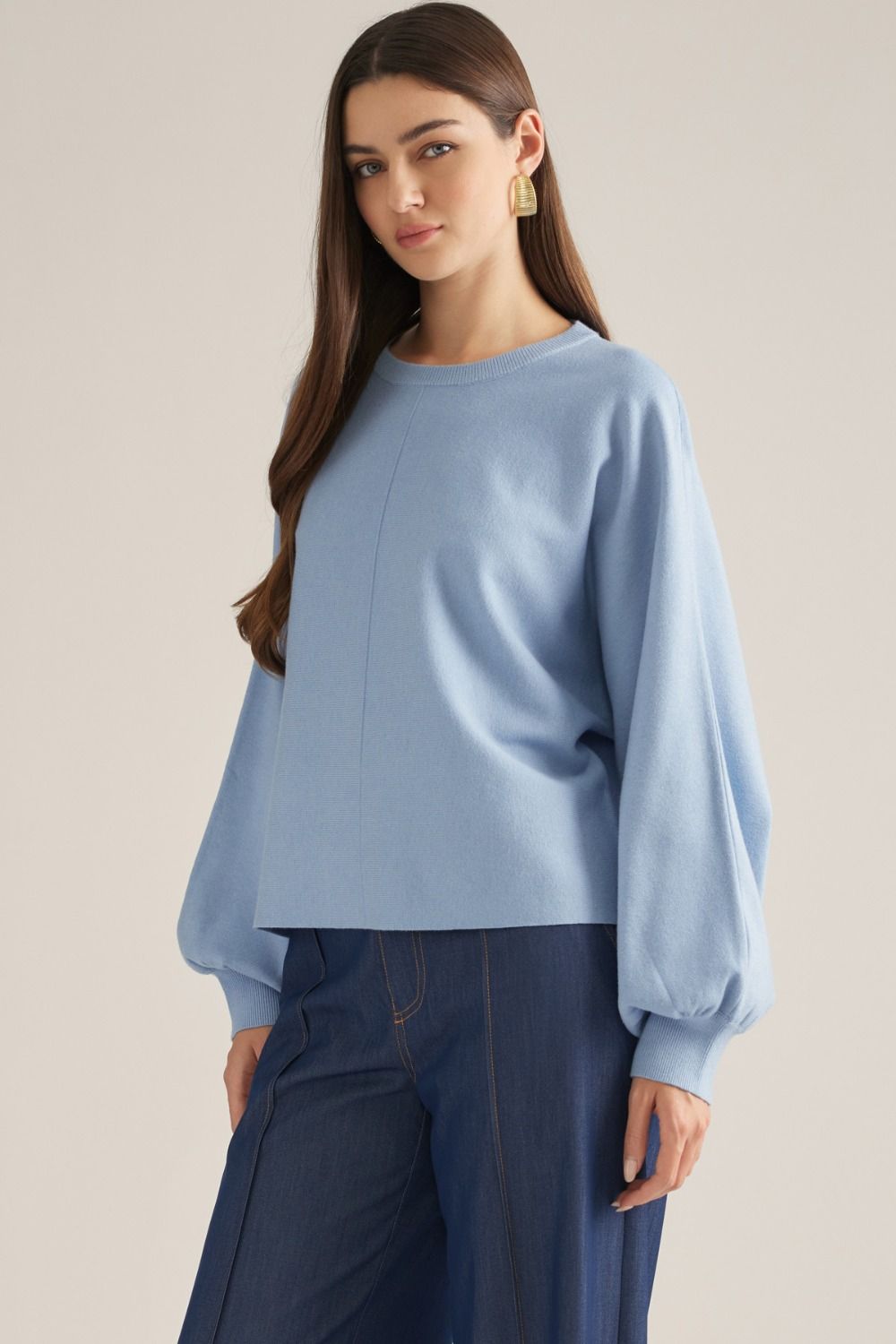 Blue Skies Ahead Puff Sleeve Sweater