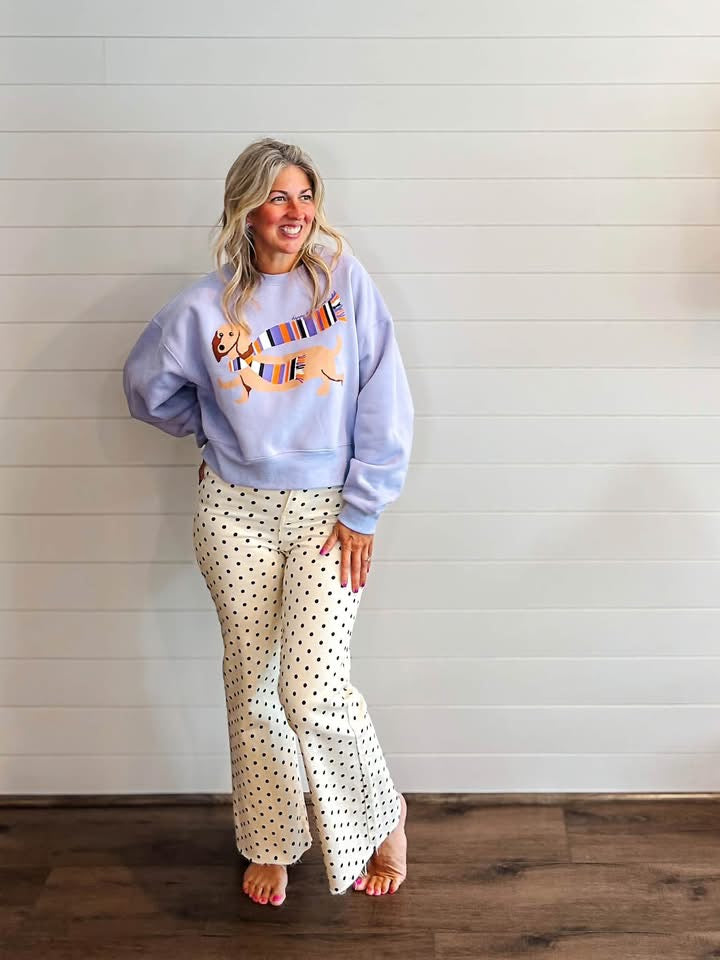 MINI POLKA DOT STRETCHY IVORY DENIM - Poppy & Pine