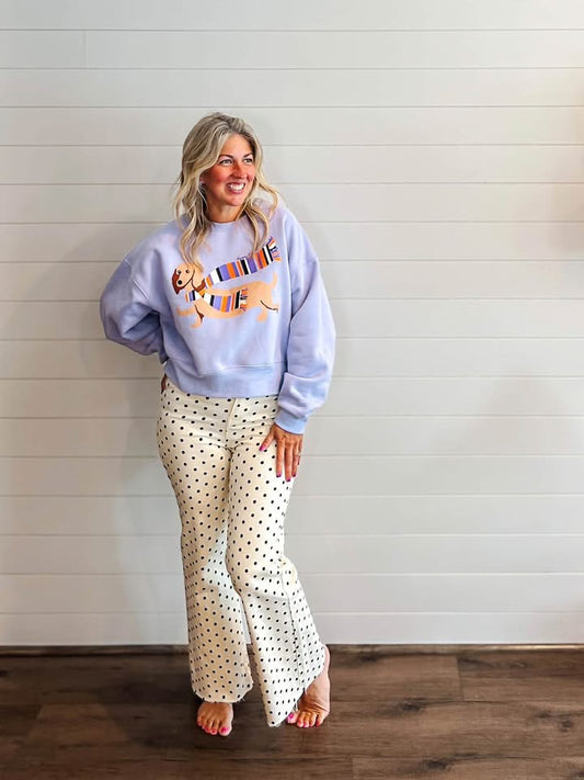 MINI POLKA DOT STRETCHY IVORY DENIM - Poppy & Pine