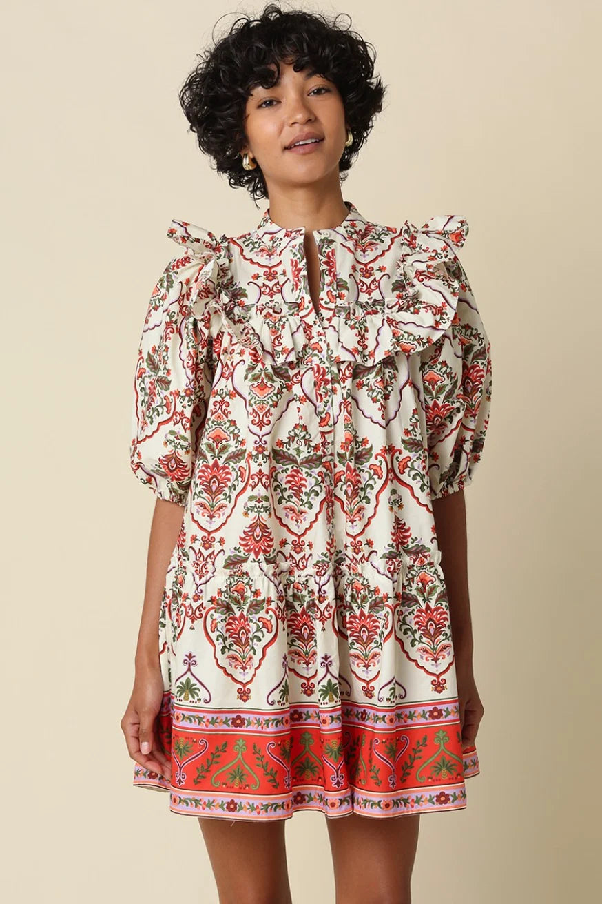 Elyse Ruffle Bodice Floral Mini Dress