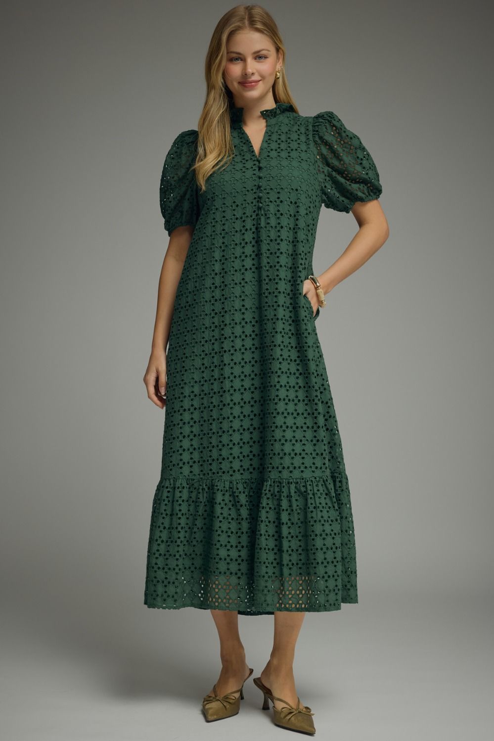 Holland Puff Sleeve Midi Dress