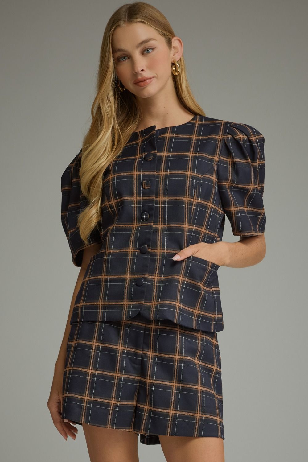 Mad About Plaid Puff Sleeve Top
