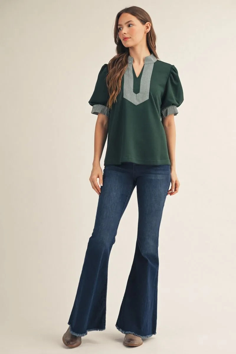 Falling For You Hunter Green Top