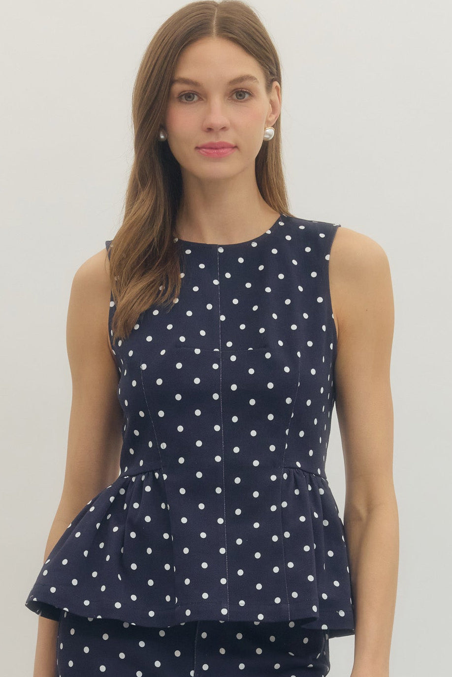 Sweet Spot Navy Peplum Top